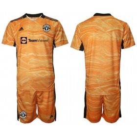 Koszulka Manchester United Bramkarska Dziecięcy Domowe Koszulki Piłkarskie 2021-2022 Krótki Rękaw